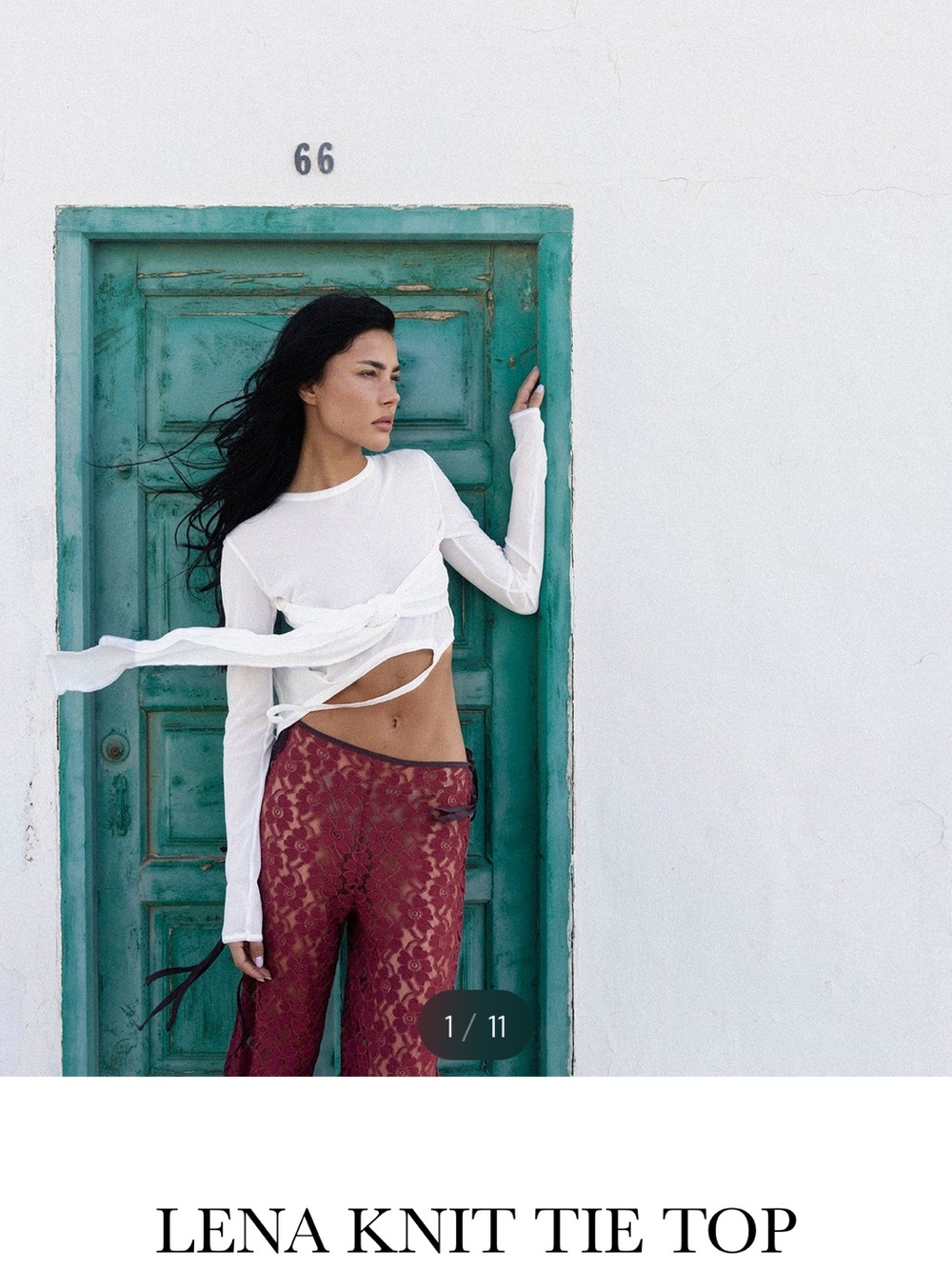 Lena Knit Tie Top - White